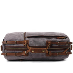 Khaki Waxed Canvas Mens Weekender Bag Travel Handbag Casual Canvas Duffle Bag for Men - iwalletsmen