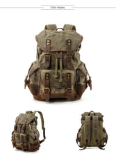 Coffee Waxed Canvas Travel Backpack Canvas Mens Coffee Laptop Backpack Hiking Backpack For Men - iwalletsmen