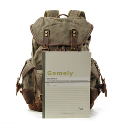 Coffee Waxed Canvas Travel Backpack Canvas Mens Coffee Laptop Backpack Hiking Backpack For Men - iwalletsmen