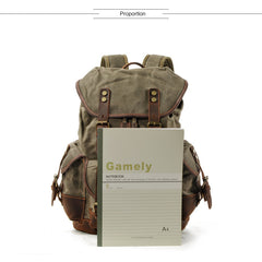 Coffee Waxed Canvas Travel Backpack Canvas Mens Coffee Laptop Backpack Hiking Backpack For Men - iwalletsmen