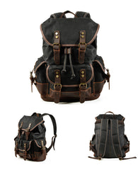 Coffee Waxed Canvas Travel Backpack Canvas Mens Coffee Laptop Backpack Hiking Backpack For Men - iwalletsmen