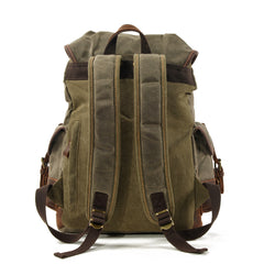 Coffee Waxed Canvas Travel Backpack Canvas Mens Coffee Laptop Backpack Hiking Backpack For Men - iwalletsmen