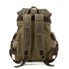 Gray Waxed Canvas Travel Backpack Canvas Mens Gray Laptop Backpack Hiking Backpack For Men - iwalletsmen