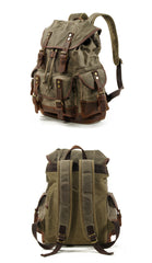 Coffee Waxed Canvas Travel Backpack Canvas Mens Coffee Laptop Backpack Hiking Backpack For Men - iwalletsmen