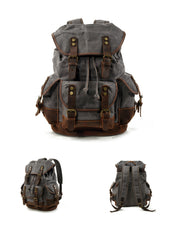 Coffee Waxed Canvas Travel Backpack Canvas Mens Coffee Laptop Backpack Hiking Backpack For Men - iwalletsmen