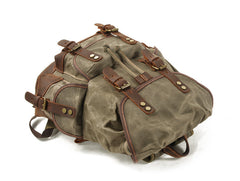 Coffee Waxed Canvas Travel Backpack Canvas Mens Coffee Laptop Backpack Hiking Backpack For Men - iwalletsmen