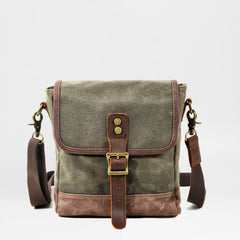 Khaki Waxed Canvas Vertical Side Bag Messenger Bag Mens Cycling Khaki Canvas Messenger Bag For Men - iwalletsmen