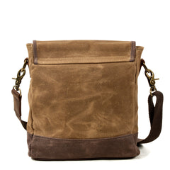 Khaki Waxed Canvas Vertical Side Bag Messenger Bag Mens Cycling Khaki Canvas Messenger Bag For Men - iwalletsmen