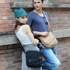 Khaki CANVAS Small MENS Black Vertical Shoulder Bag Messenger Bag Side Bag For Men - iwalletsmen