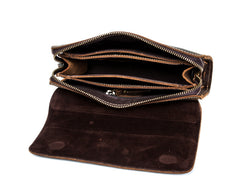 Khaki Cool Mens long Wallet Wristlet Wallets Clutch Wallet Dark Brown Long allets for MenW - iwalletsmen