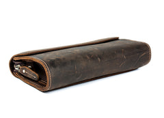Khaki Cool Mens long Wallet Wristlet Wallets Clutch Wallet Dark Brown Long allets for MenW - iwalletsmen