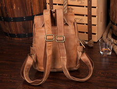 Brown Fashion Mens Leather 12-inch Small Computer Backpacks Laptop Backpacks School Backpack for men - iwalletsmen