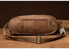 Cool Khaki Mens Leather Fanny Pack Mens Waist Bag Hip Pack Belt Bags Bumbag for Men - iwalletsmen