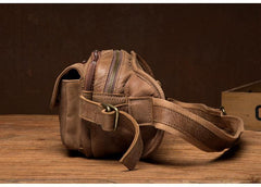 Cool Khaki Mens Leather Fanny Pack Mens Waist Bag Hip Pack Belt Bags Bumbag for Men - iwalletsmen