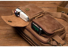 Cool Khaki Mens Leather Fanny Pack Mens Waist Bag Hip Pack Belt Bags Bumbag for Men - iwalletsmen