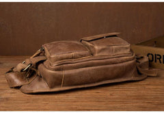 Cool Khaki Mens Leather Fanny Pack Mens Waist Bag Hip Pack Belt Bags Bumbag for Men - iwalletsmen