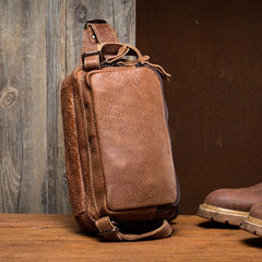 Khaki Leather Mens Fanny Pack Brown Waist Bag Hip Pack Belt Bags Bumbag for Men - iwalletsmen