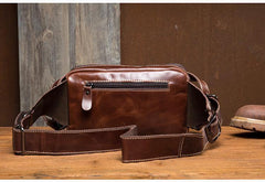 Khaki Leather Mens Fanny Pack Brown Waist Bag Hip Pack Belt Bags Bumbag for Men - iwalletsmen