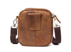 Khaki Leather Mens Cool Mini Messenger Bag Courier Bag Belt Pouch Waist Bag for men - iwalletsmen