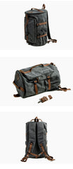 Khaki Waxed Canvas Mens Waterproof Dark Gray Large Hiking Backpack Travel Backpack Barrel Bag for Men - iwalletsmen