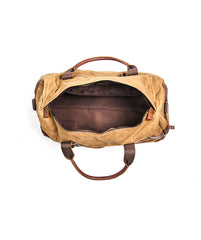 Khaki Waxed Canvas Leather Mens Waterproof Large Weekender Bag Travel Bag Luggage Bag for Men - iwalletsmen