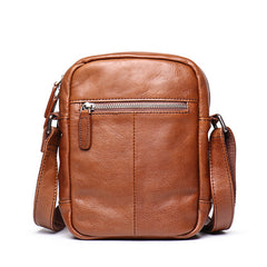 Cool Brown Leather Men's Small Vertical Side Bag Black Vertical Messenger Bag For Men - iwalletsmen