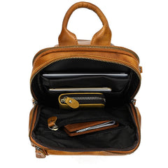 Tan LEATHER MENS Sling Bag Best One Shoulder Backpack Top Chest Bag For Men