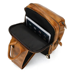 Coffee LEATHER MENS Sling Bag Best One Shoulder Backpack Top Chest Bag For Men