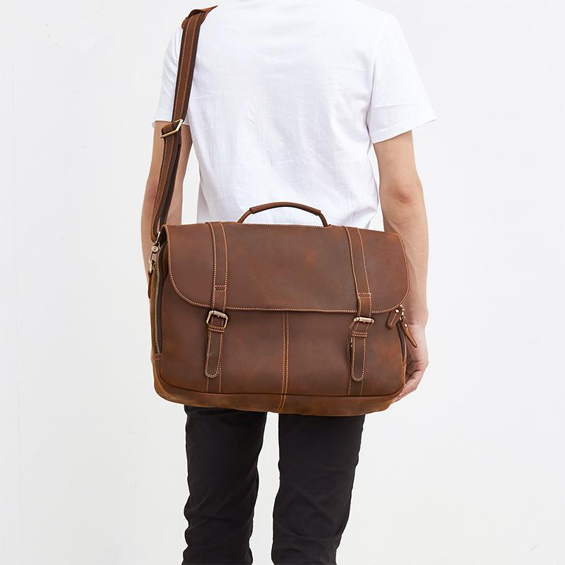 LEATHER MENS BRIEFCASE MESSENGER BAG WORK BAG Handbag FOR MEN - iwalletsmen