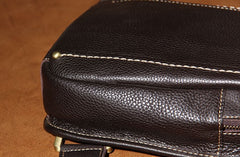 Leather Mens Sling Bag Black Coffee Crossbody Sling Pack Chest Bag For Men