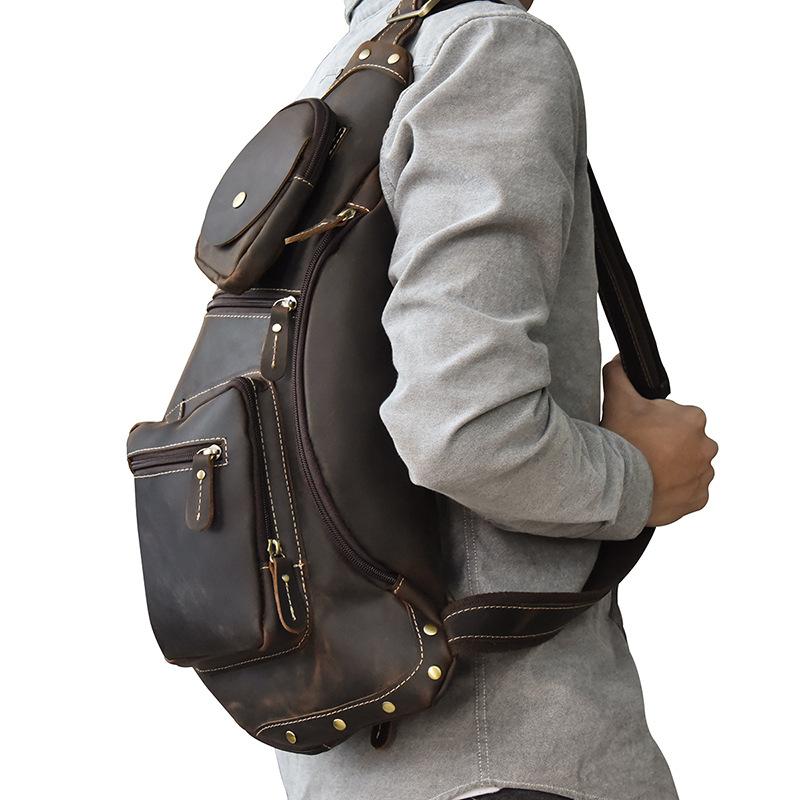 Leather Mens Cool Sling Bag Crossbody Bag Chest Bag for men – iwalletsmen