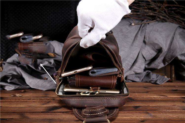 Leather Mens Cool Sling Bag Crossbody Bag Chest Bag Fanny Pack for men –  iwalletsmen