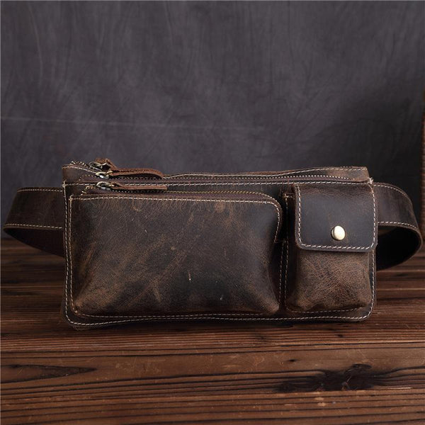 LEATHER MENS FANNY PACK FOR MEN BUMBAG Vintage WAIST BAG - iwalletsmen