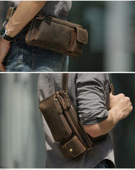 LEATHER MENS FANNY PACK FOR MEN BUMBAG Vintage WAIST BAG - iwalletsmen