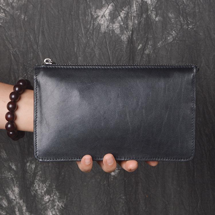 LEATHER MENS Wristlet Wallet Zipper Clutch FOR MEN - iwalletsmen