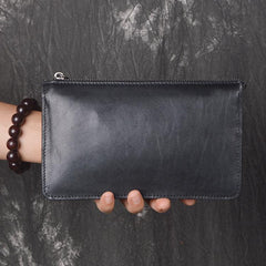 LEATHER MENS Wristlet Wallet Zipper Clutch FOR MEN - iwalletsmen