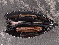 LEATHER MENS Wristlet Wallet Zipper Clutch FOR MEN - iwalletsmen