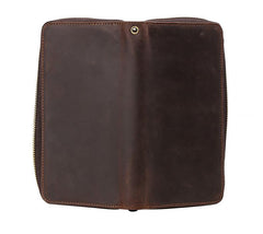 LEATHER MENS Wristlet Wallet Zipper Vintage Clutch FOR MEN - iwalletsmen