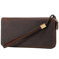 LEATHER MENS Wristlet Wallet Zipper Vintage Clutch FOR MEN - iwalletsmen