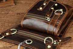 LEATHER MEN FANNY PACK SMALL WAIST BAG HIP PACK BELT BAG BUMBAG FOR MEN - iwalletsmen