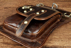 LEATHER MEN FANNY PACK SMALL WAIST BAG HIP PACK BELT BAG BUMBAG FOR MEN - iwalletsmen