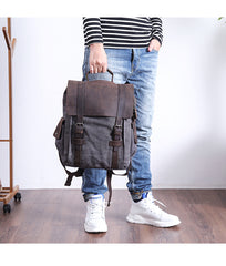 Lake Green Waxed Canvas Mens Large 14'' Laptop Backpack College Backpack Hiking Backpack for Men - iwalletsmen