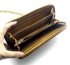 Badass Coffee Leather Men's Long Wallet with Chain Biker Chain Wallet Chain Wallet For Men - iwalletsmen