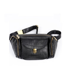 Coffee Leather Mens Fanny Packs Barrel Large Capacity Bum Bags Cool Waist Bag for Men
