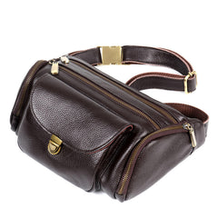 Crocodile Pattern Leather Mens Fanny Packs Barrel Large Capacity Bum Bags Cool Waist Bag for Men