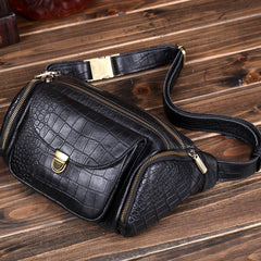 Coffee Leather Mens Fanny Packs Barrel Large Capacity Bum Bags Cool Waist Bag for Men