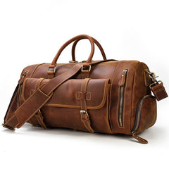 Large Duffle Bag Coffee Leather Mens Large Vintage Weekender Bag Travel Bag