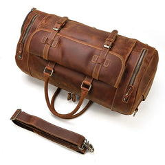 Large Duffle Bag Coffee Leather Mens Large Vintage Weekender Bag Travel Bag