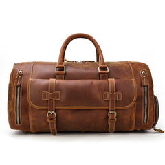 Large Duffle Bag Coffee Leather Mens Large Vintage Weekender Bag Travel Bag