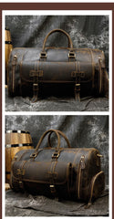 Large Duffle Bag Coffee Leather Mens Large Vintage Weekender Bag Travel Bag